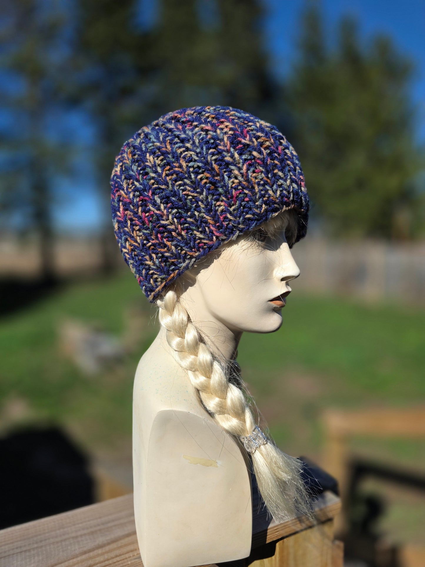 Earthy Blues knit beanie