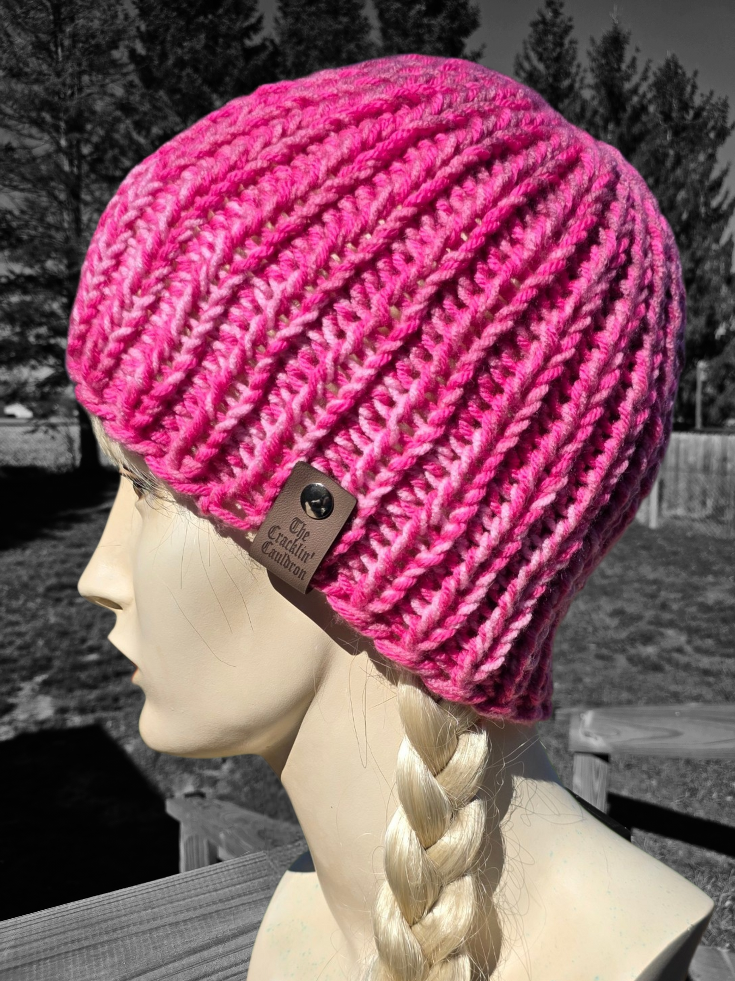 Pretty in pink knit gradient beanie