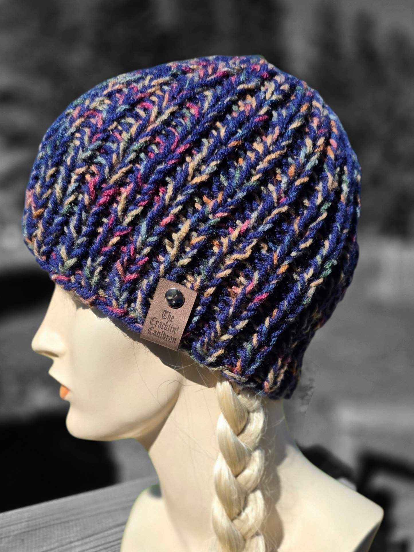 Earthy Blues knit beanie