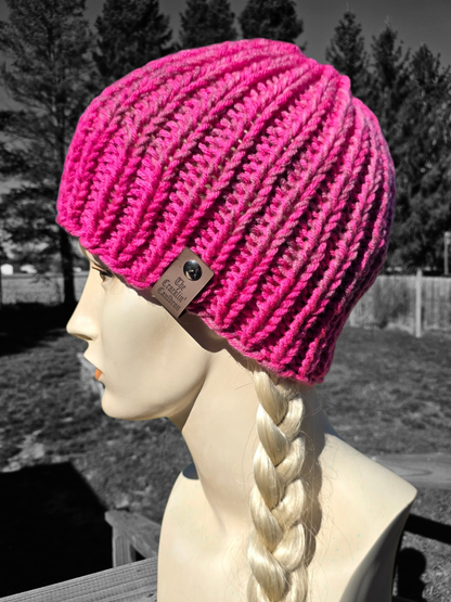 Pretty in pink knit gradient beanie 2
