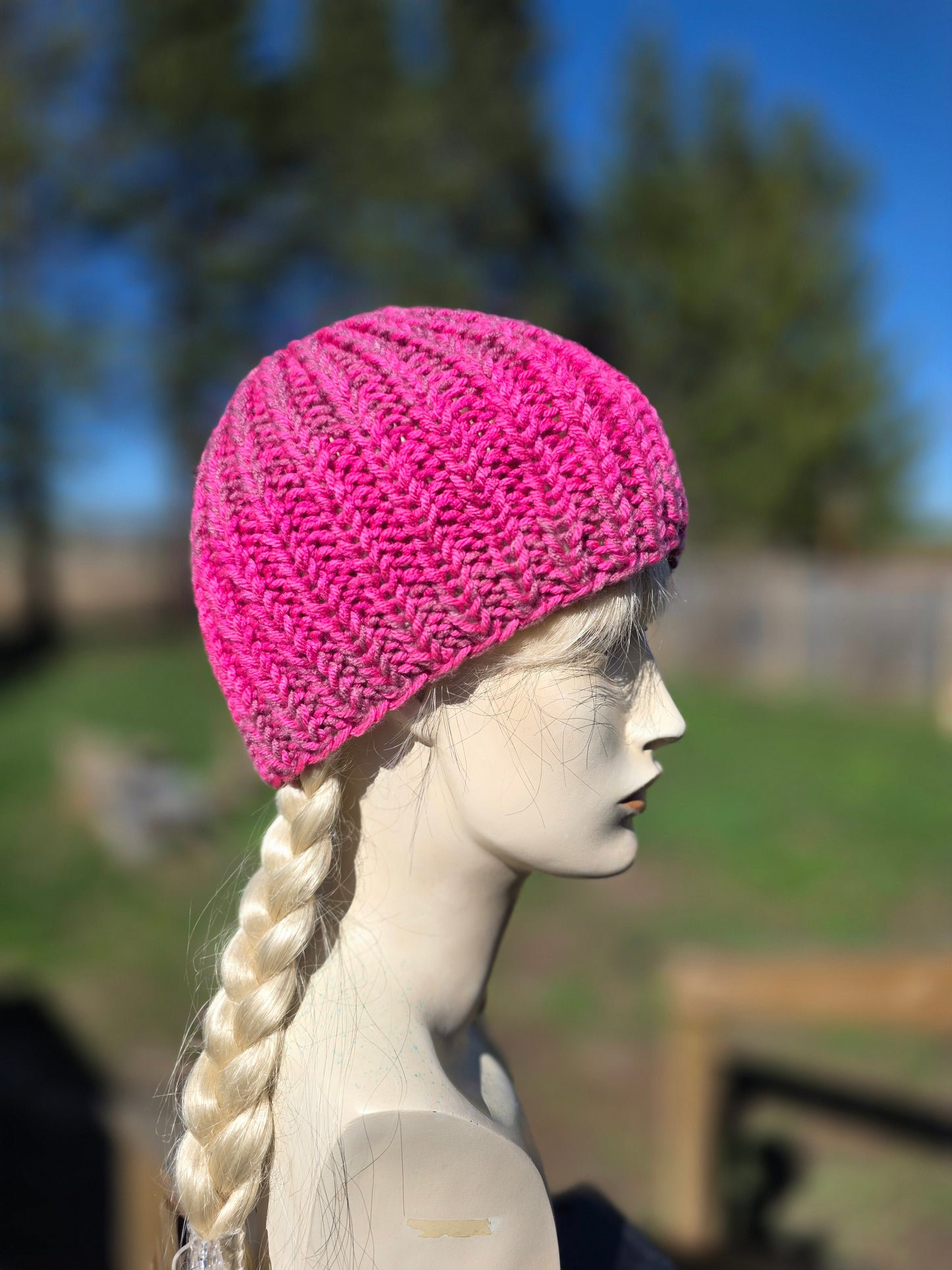 Variegated Pinks knit beanie