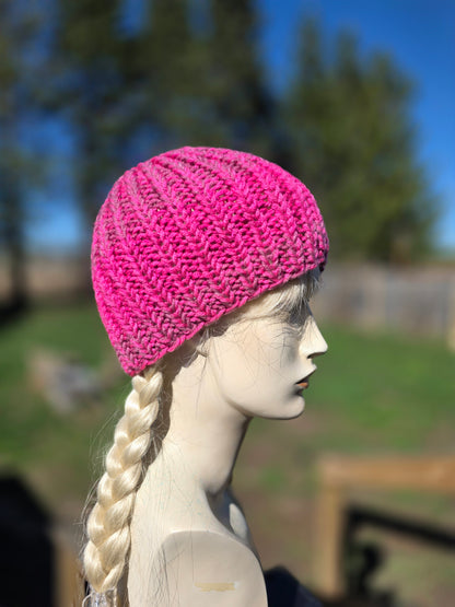 Variegated Pinks knit beanie