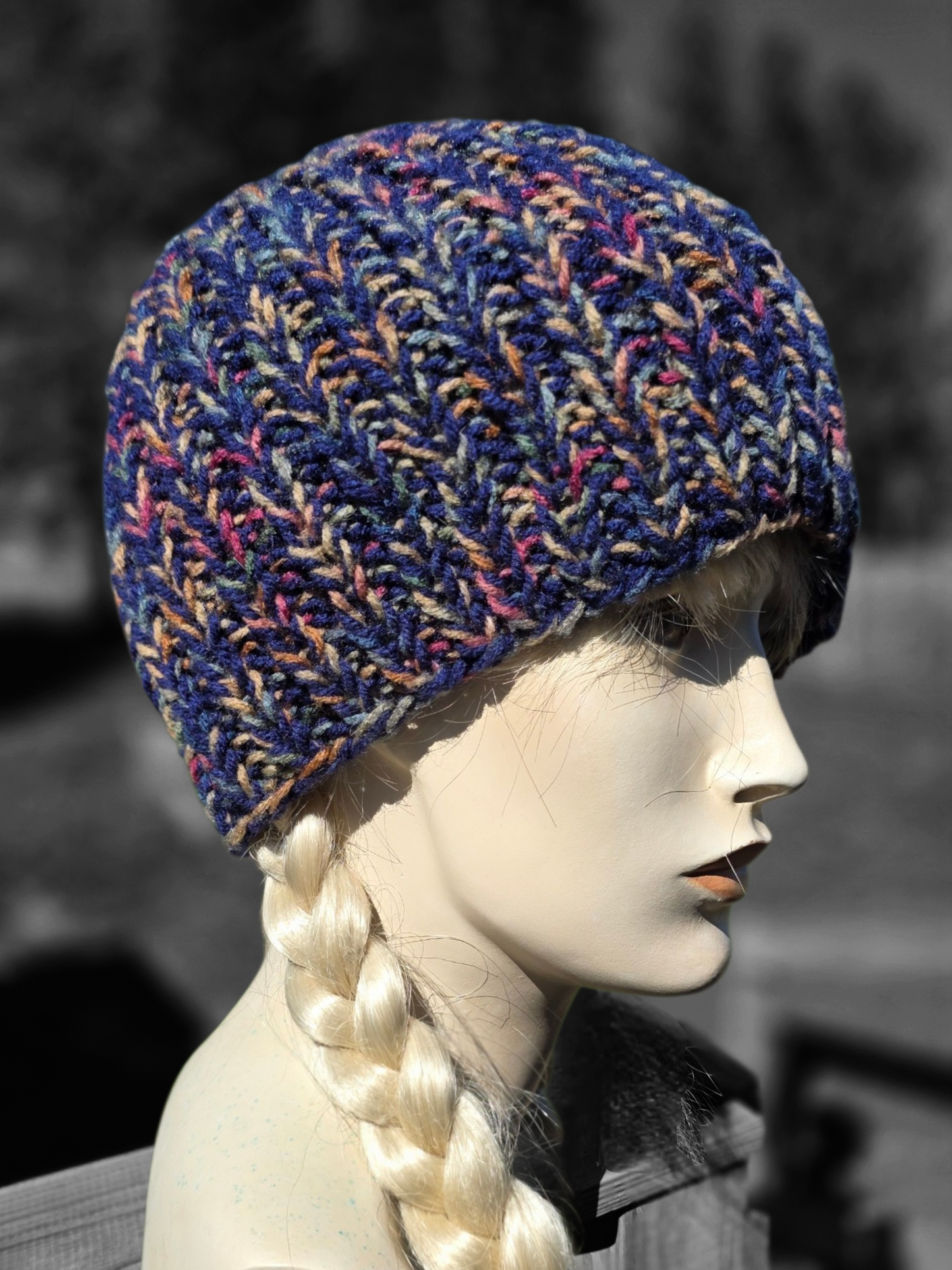 Earthy Blues knit beanie
