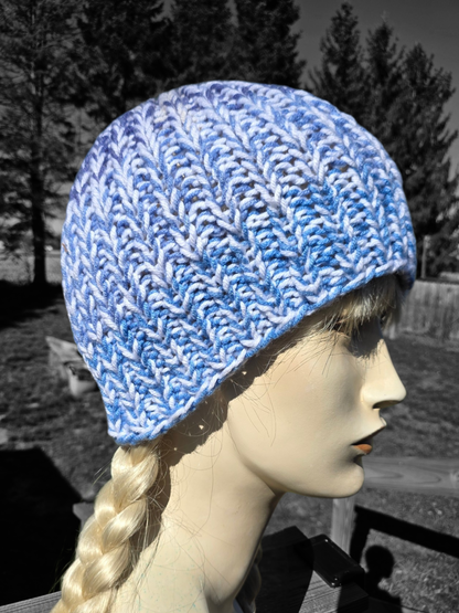 Variegated blue knit beanie