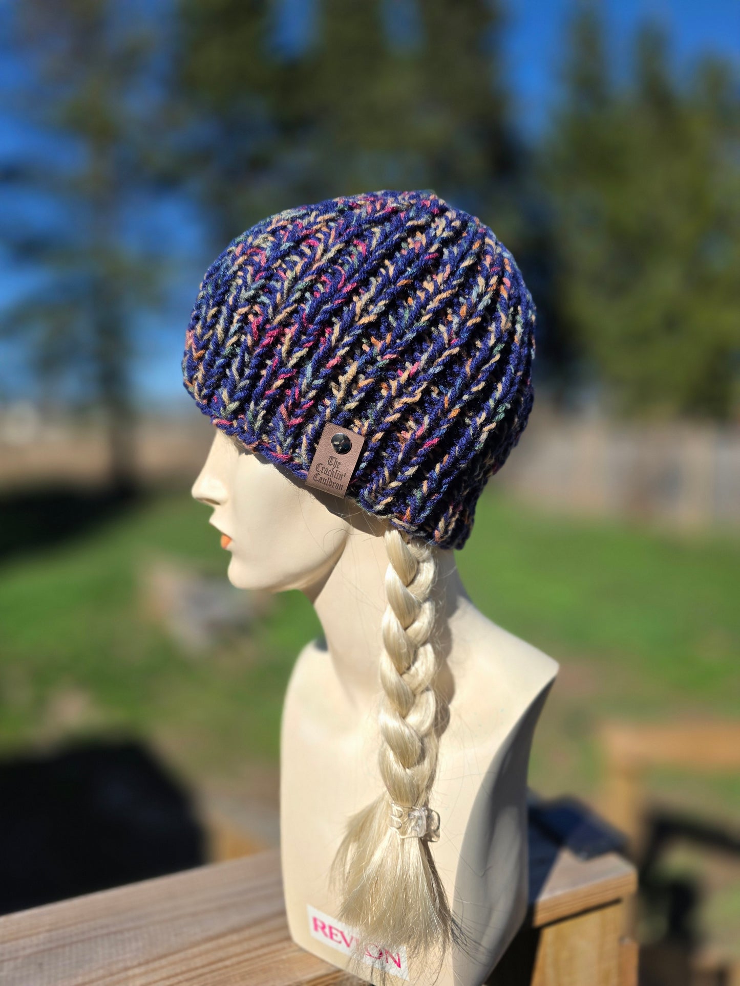 Earthy Blues knit beanie