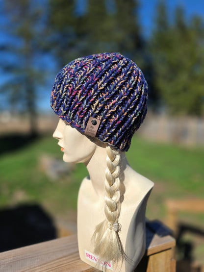 Earthy Blues knit beanie