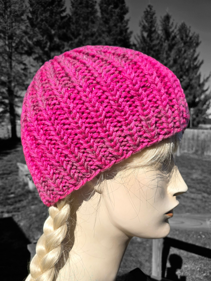 Variegated Pinks knit beanie