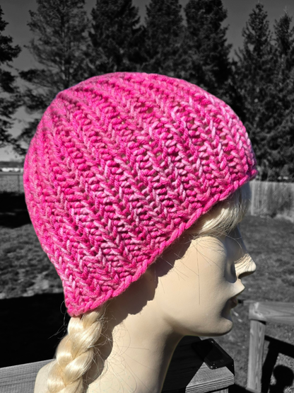 Pretty in pink knit gradient beanie
