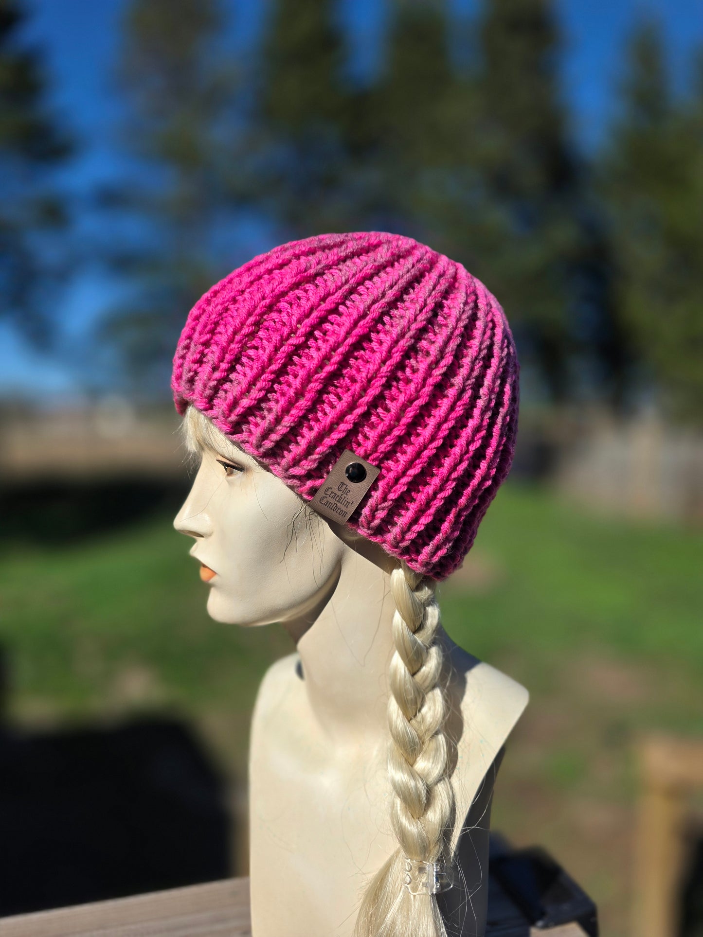 Variegated Pinks knit beanie