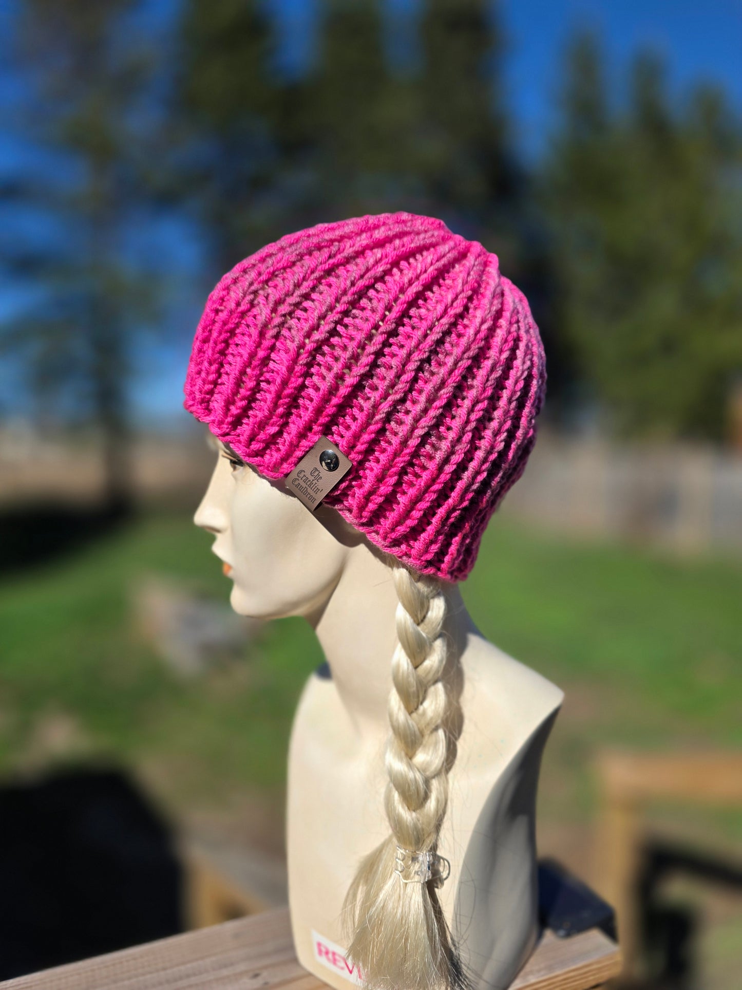 Pretty in pink knit gradient beanie 2