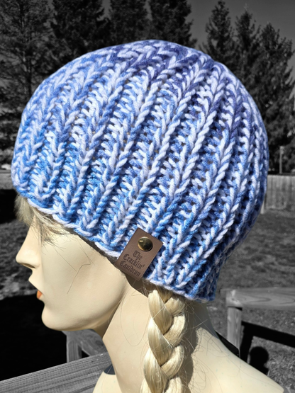Variegated blue knit beanie